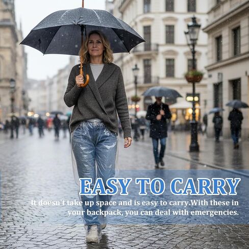 4 PCS Disposable Rain Pants, Unisex Adult Waterproof Long Tube Pant with Shoe Cover, PE Material for Outdoor Activities Travel Cycling (2 White+2 Blue, 47.24 Inches) in Saudi Arabia