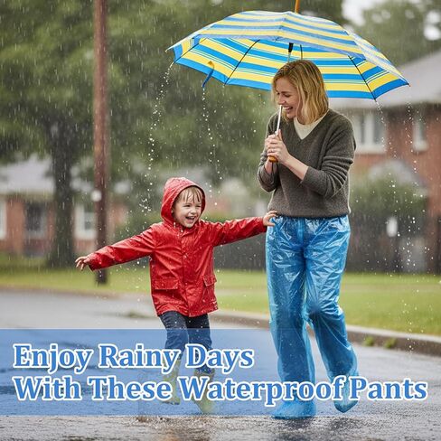 4 PCS Disposable Rain Pants, Unisex Adult Waterproof Long Tube Pant with Shoe Cover, PE Material for Outdoor Activities Travel Cycling (2 White+2 Blue, 47.24 Inches) in Saudi Arabia