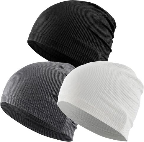Justrideon 3-Pack Cooling Skull Caps for Men - Breathable Quick Dry Skull Cap Helmet Liner for Cycling Motorcycle Running in Kuwait