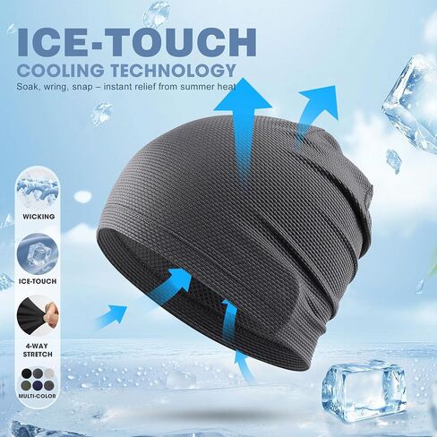 Justrideon 3-Pack Cooling Skull Caps for Men - Breathable Quick Dry Skull Cap Helmet Liner for Cycling Motorcycle Running in Kuwait