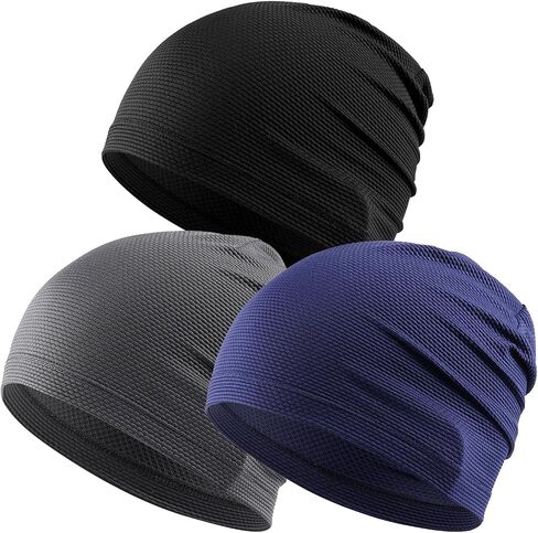 Justrideon 3-Pack Cooling Skull Caps for Men - Breathable Quick Dry Skull Cap Helmet Liner for Cycling Motorcycle Running in Kuwait