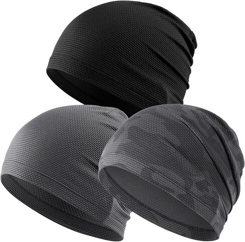 Justrideon 3-Pack Cooling Skull Caps for Men - Breathable Quick Dry Skull Cap Helmet Liner for Cycling Motorcycle Running in Kuwait