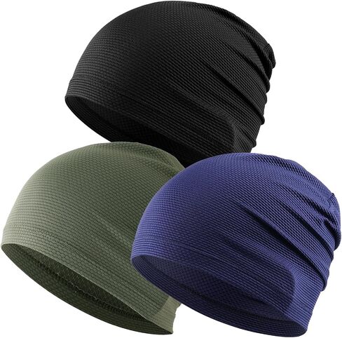 Justrideon 3-Pack Cooling Skull Caps for Men - Breathable Quick Dry Skull Cap Helmet Liner for Cycling Motorcycle Running in Kuwait