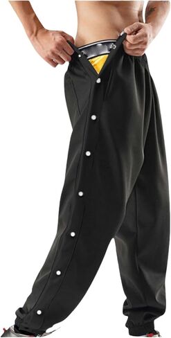 Mens Tear Away Basketball Pants High Split Snap Button Athletic Sweatpants Jogger Casual Active Workout Trousers in Kuwait