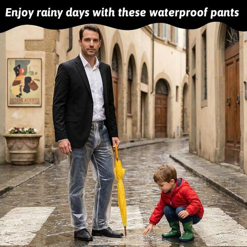 4 PCS Disposable Rain Pants, Unisex Adult Waterproof Long Tube Rain Pant with Shoe Cover, Thickened PE Material for Outdoor Activities Travel Cycling (White, 47.24 Inch) in Saudi Arabia