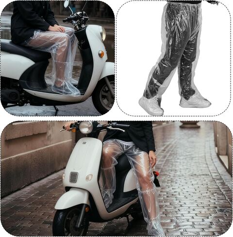 4 PCS Disposable Rain Pants, Unisex Adult Waterproof Long Tube Rain Pant with Shoe Cover, Thickened PE Material for Outdoor Activities Travel Cycling (White, 47.24 Inch) in Saudi Arabia