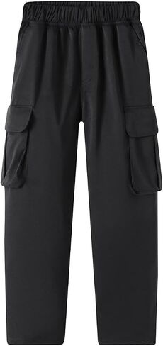 Boy's Baggy Sweatpants Straight Leg Open Bottom Cargo Pant Fall Casual Loose Elastic Waist Workout Joggers Sweat Pant in Kuwait