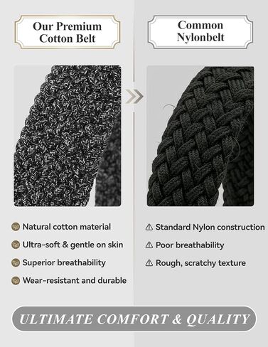 Mile High Life Polyester Cotton Stretch Braided Belt, High Elastic No Hole Casual Golf Belt For Men and Women in Kuwait
