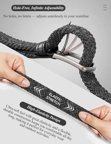 Mile High Life Polyester Cotton Stretch Braided Belt, High Elastic No Hole Casual Golf Belt For Men and Women in Kuwait
