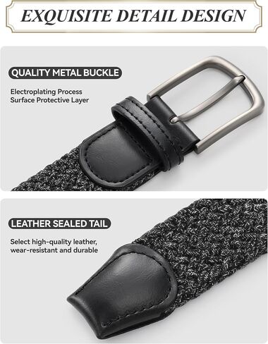 Mile High Life Polyester Cotton Stretch Braided Belt, High Elastic No Hole Casual Golf Belt For Men and Women in Kuwait