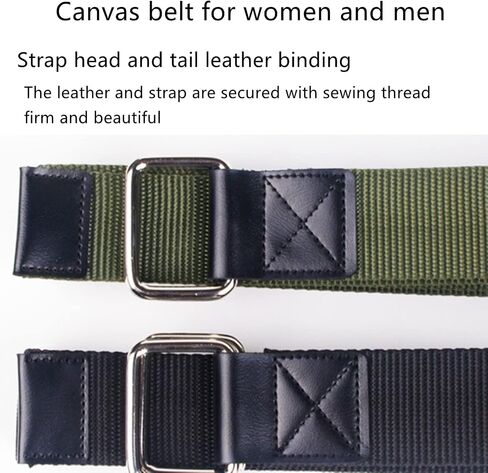 Mens & Womens Canvas Belt Black D-ring Plus Size Web Fabric Casual Belts 3.8cm Wide, 2 Pcs in Kuwait