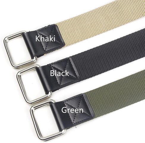 Mens & Womens Canvas Belt Black D-ring Plus Size Web Fabric Casual Belts 3.8cm Wide, 2 Pcs in Kuwait