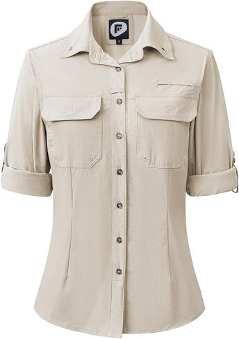 Womens UPF 50+ UV Sun Protection Long Sleeve Shirt Quick Dry Outdoor Cooling Hiking Fishing Gardening Safari Travel Shirt in Kuwait
