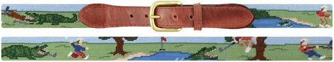 Smathers & Branson Mens Beware Gators Needlepoint Belt |Genuine Leather |Anti-Scratch Brass Buckle -Durable & Stylish -Green in Saudi Arabia