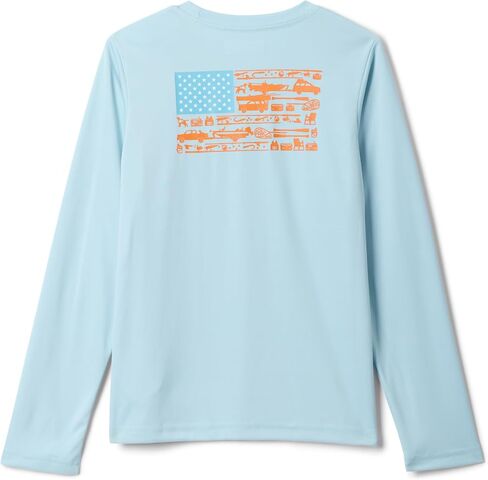 Columbia Youth Boys PFG Terminal Tackle Fish Flag Long Sleeve Shirt, Marine Light Graphic, Large in Saudi Arabia
