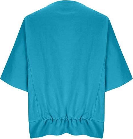 Linen Shirts for Women 3/4 Sleeve Casual Loose Fit Cotton Blouses Summer Beach Cute Tops Vacation Holiday Outfits in Saudi Arabia