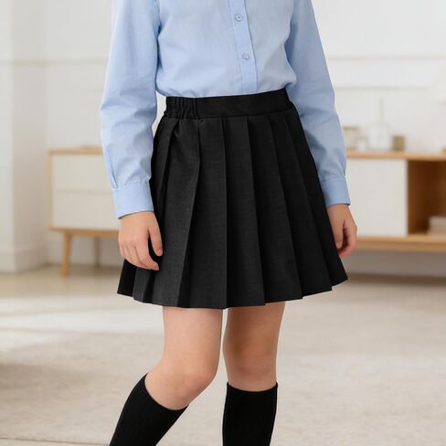 Uniform Skirts for Girls Pleated Elastic Waist A Line Mini Tennis Skirt Uniform Outfits for Kids Size 2-16 Years in Saudi Arabia