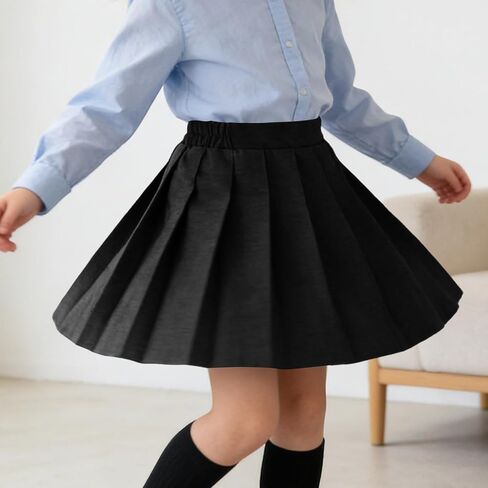 Uniform Skirts for Girls Pleated Elastic Waist A Line Mini Tennis Skirt Uniform Outfits for Kids Size 2-16 Years in Saudi Arabia