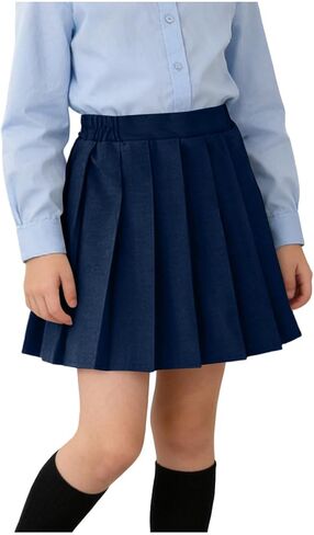 Uniform Skirts for Girls Pleated Elastic Waist A Line Mini Tennis Skirt Uniform Outfits for Kids Size 2-16 Years in Saudi Arabia