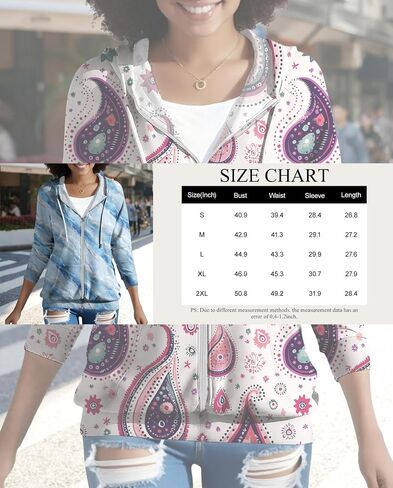 Womens Full Zip Hoodie Lightweight Cotton Blend Sweatshirt Drawstring Hood Casual Jacket With Pockets For Spring Fall in Kuwait