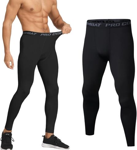 Men's Compression Pants,Breathable Men Running Tights Leggings Athletic Compression Pant Sports Long Pants in Kuwait