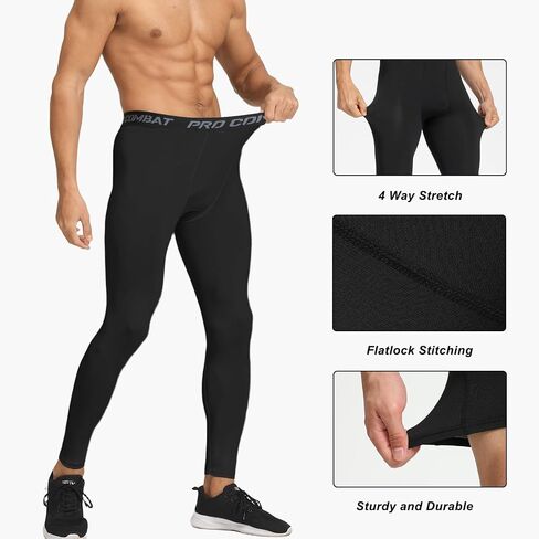 Men's Compression Pants,Breathable Men Running Tights Leggings Athletic Compression Pant Sports Long Pants in Kuwait