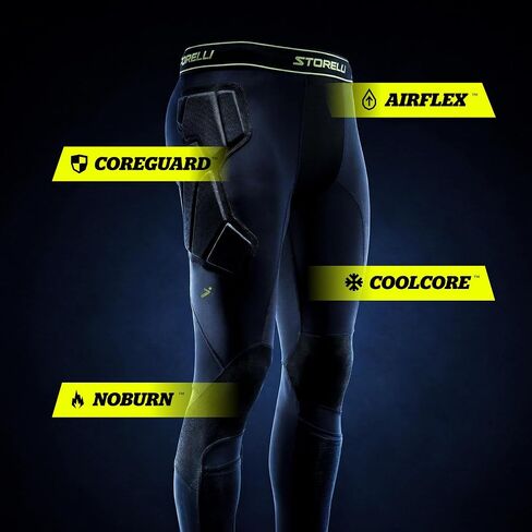 Storelli BodyShield CoolCore GK Leggings – Soccer Goalkeeper Padded Compression Pants with Hip & Thigh Protection in Kuwait