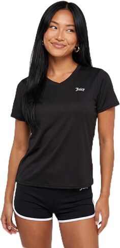 Juicy Couture Women's Short Sleeve V-Neck Athletic T-Shirts – Workout, Fitness, Yoga, Pilates, Gym Activewear in Kuwait