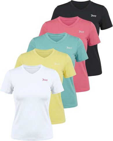 Juicy Couture Women's Short Sleeve V-Neck Athletic T-Shirts – Workout, Fitness, Yoga, Pilates, Gym Activewear in Kuwait