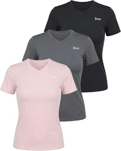 Juicy Couture Women's Short Sleeve V-Neck Athletic T-Shirts – Workout, Fitness, Yoga, Pilates, Gym Activewear in Kuwait