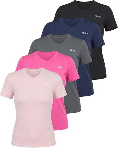 Juicy Couture Women's Short Sleeve V-Neck Athletic T-Shirts – Workout, Fitness, Yoga, Pilates, Gym Activewear in Kuwait