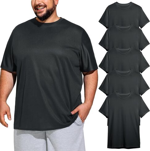 Big & Tall Men's Dry Fit Moisture Wicking T Shirts, Comfort & Breathable Tees for Gym Running Casual Undershirts in Kuwait