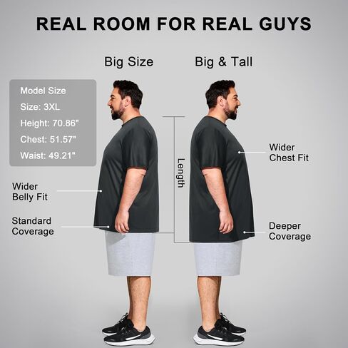 Big & Tall Men's Dry Fit Moisture Wicking T Shirts, Comfort & Breathable Tees for Gym Running Casual Undershirts in Kuwait