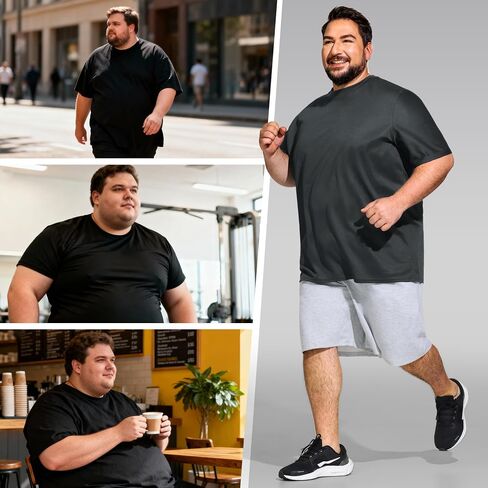 Big & Tall Men's Dry Fit Moisture Wicking T Shirts, Comfort & Breathable Tees for Gym Running Casual Undershirts in Kuwait