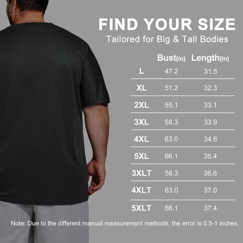 Big & Tall Men's Dry Fit Moisture Wicking T Shirts, Comfort & Breathable Tees for Gym Running Casual Undershirts in Kuwait