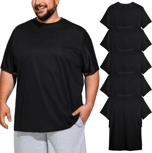 Big & Tall Men's Dry Fit Moisture Wicking T Shirts, Comfort & Breathable Tees for Gym Running Casual Undershirts in Saudi Arabia