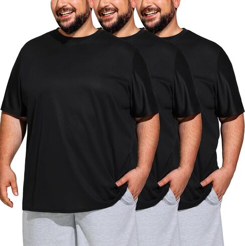 Big & Tall Men's Dry Fit Moisture Wicking T Shirts, Comfort & Breathable Tees for Gym Running Casual Undershirts in Kuwait