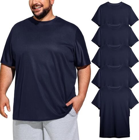 Big & Tall Men's Dry Fit Moisture Wicking T Shirts, Comfort & Breathable Tees for Gym Running Casual Undershirts in Kuwait