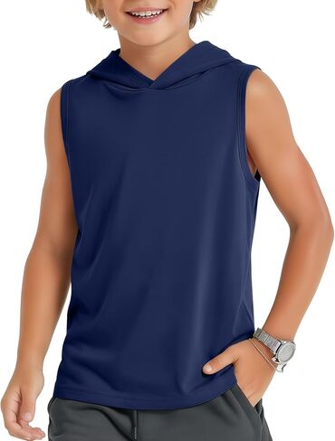 Boys' Tank Tops Sleeveless Athletic Hoodies Pullover Sports Workout Basic T-Shirts Kids 5-16 Years Teens in Kuwait
