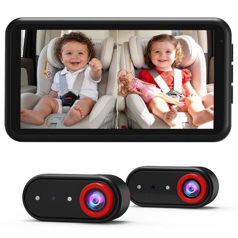 BM2 Pro Dual Baby Car Camera ، 5.2 "1080p HD شاشة لمقاعد السيارة الخلفية ، الرؤية الليلية الأشعة تحت الحمراء ، مكافحة الانتعاش ، التثبيت السهل-مثالي للآباء والأمهات مع طفلان وحيوانات أليفة in Kuwait