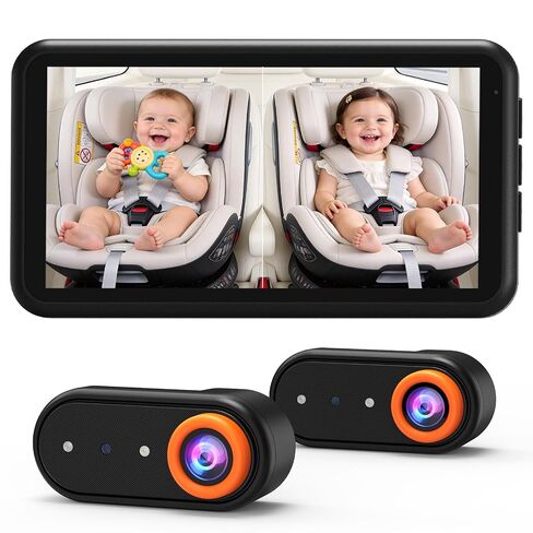 BM2 PRO Dual Baby Car Camera, 5.2" 1080P HD Display for Rear-Facing Car Seats, IR Night Vision, Anti-Shake Mount, Easy Install – Ideal for Parents with 2 Kids and Pets in Kuwait