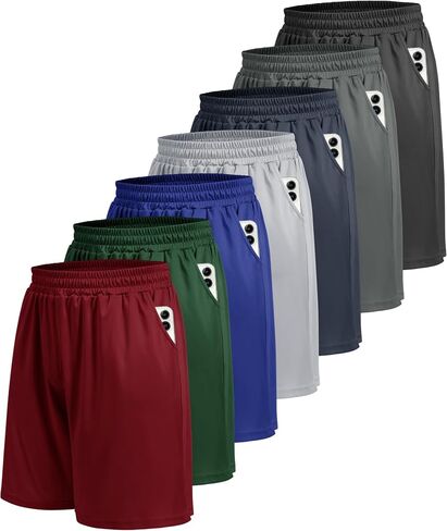 BOOJO 5 Pack Athletic Gym Mens Shorts - Workout Black Quick Dry Basketball Shorts with Pockets for Running Casual Activewear in Kuwait