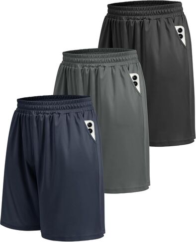 BOOJO 5 Pack Athletic Gym Mens Shorts - Workout Black Quick Dry Basketball Shorts with Pockets for Running Casual Activewear in Kuwait