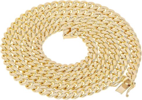 Solid 14k Gold Cuban Curb Link Chain - Yellow Solid Gold Miami Cuban Link Chain - Mens Jewelry Made with Hypoallergenic Yellow 14 Karat Gold in Kuwait
