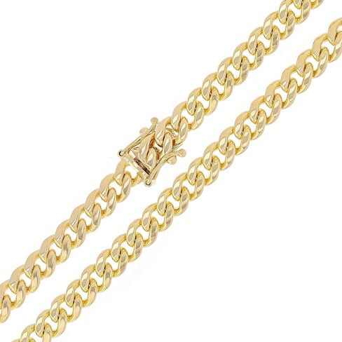 Solid 14k Gold Cuban Curb Link Chain - Yellow Solid Gold Miami Cuban Link Chain - Mens Jewelry Made with Hypoallergenic Yellow 14 Karat Gold in Kuwait
