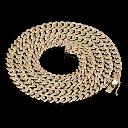 Solid 14k Gold Cuban Curb Link Chain - Yellow Solid Gold Miami Cuban Link Chain - Mens Jewelry Made with Hypoallergenic Yellow 14 Karat Gold in Kuwait