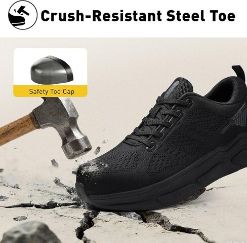 Wide Steel Toe Shoes for Men Orthopedic Safety Shoes with Arch Support, Waterproof Non Slip Work Shoes Comfortable Cushioned Walking Shoes in Saudi Arabia