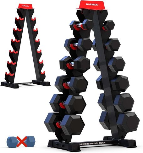 HARISON A-Frame Dumbbell Rack Stand Only with Weight Markings, 6-Tier Weight Rack for Dumbbells Home Gym 480LBS Weight Capacity in Saudi Arabia