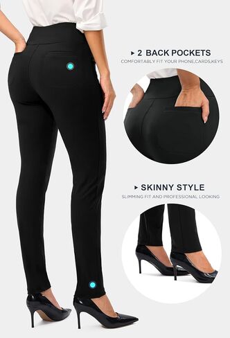 Rammus Womens High Waist Dress Pants with Pockets Business Casual Work Pants for Women Stretchy Skinny Slacks for Office in Saudi Arabia