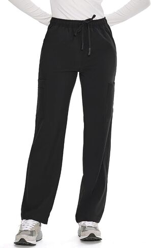 COZYFIT Straight Leg Scrub Pants for Women, Drawstring Soft Stretch, Anti-Wrinkle Women's Scrub Pants with 6 Pockets in Kuwait